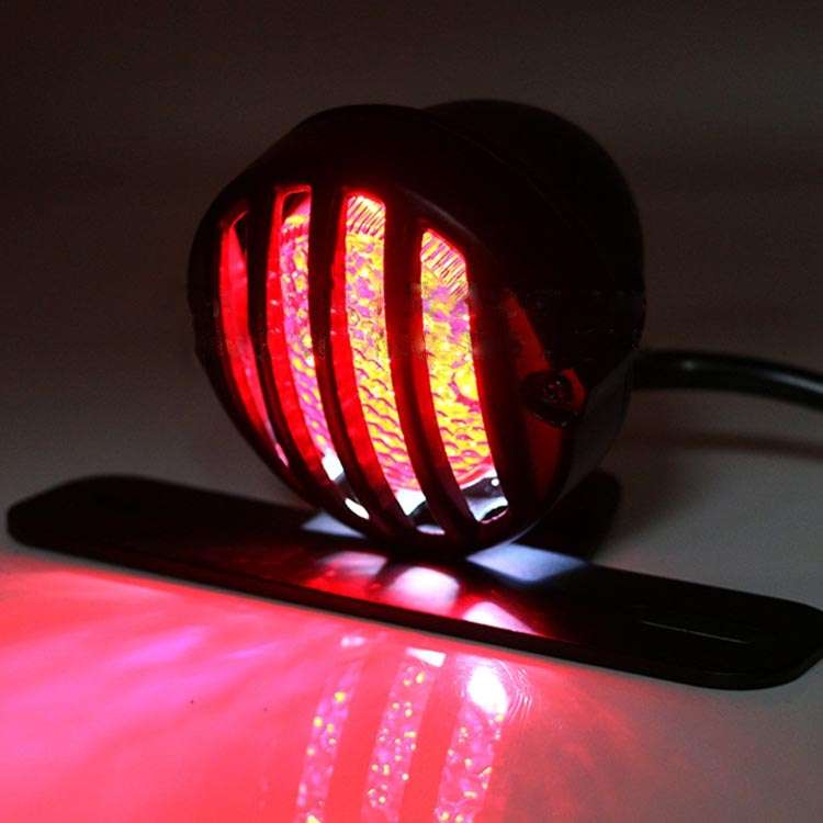 Universal Retro Waning Tail Light Motorcycle Modified Rear Tail Light Brake Light(Silver)
