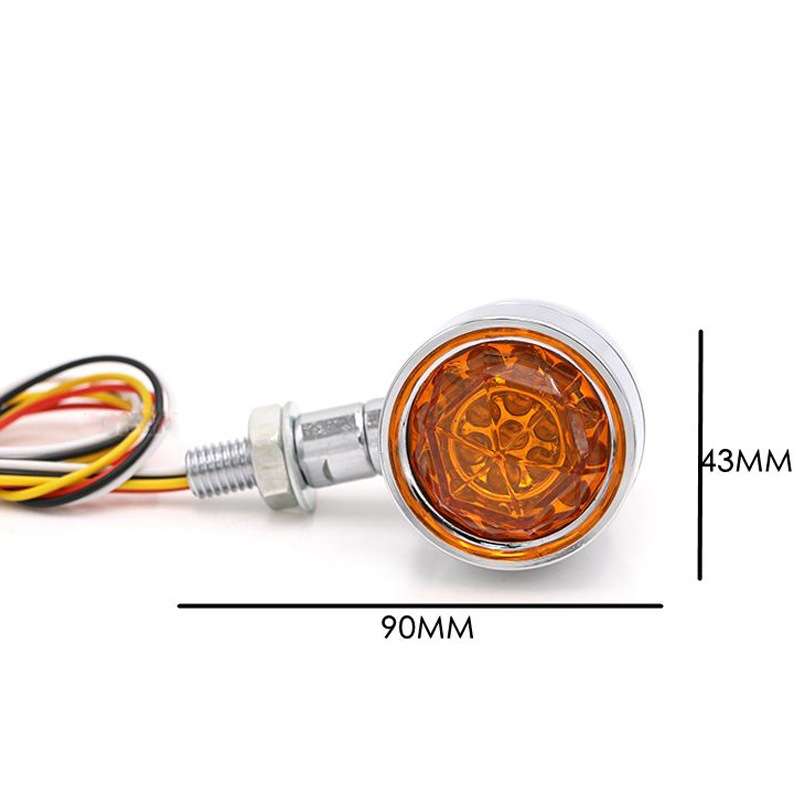 1pair Motorcycle Universal Retro LED Turn Signal Light(Electroplating Shell Yellow Cover)