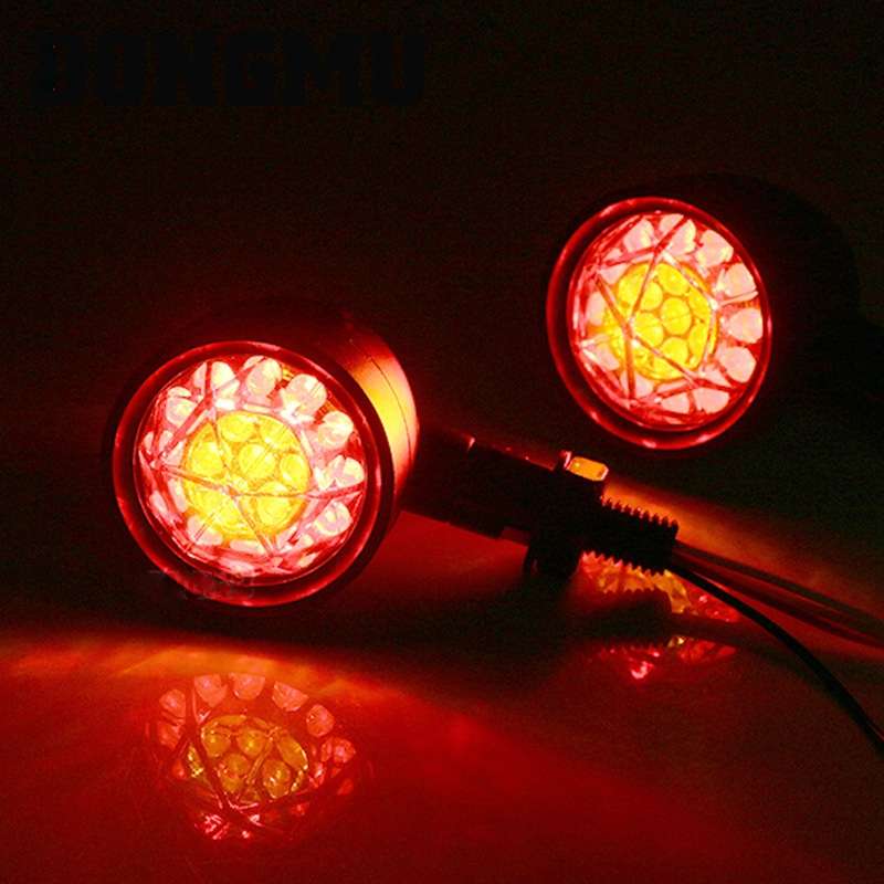 1pair Motorcycle Universal Retro LED Turn Signal Light(Electroplating Shell Yellow Cover)