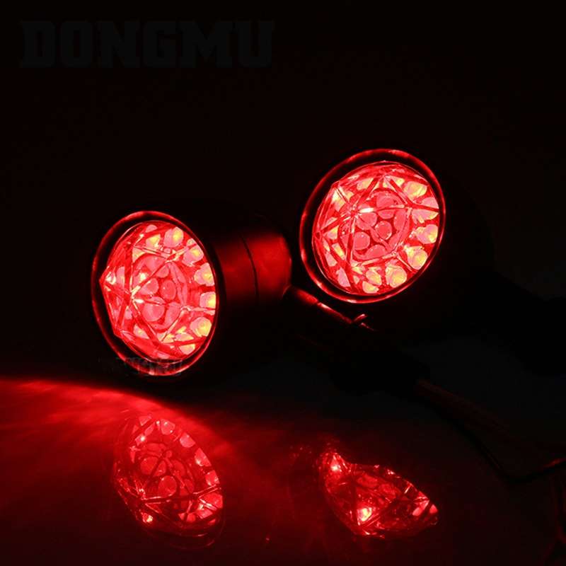 1pair Motorcycle Universal Retro LED Turn Signal Light(Electroplating Shell Yellow Cover)