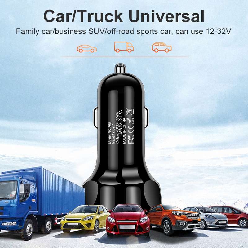 BK-358 3A QC3.0 4USB Car Charger One For Four Mobile Phone Car Charger(White)