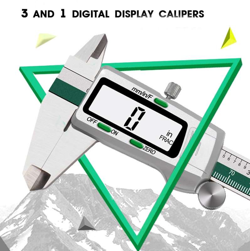 ET50 0-150mm Green Stainless Steel Vernier Caliper With Digital Display