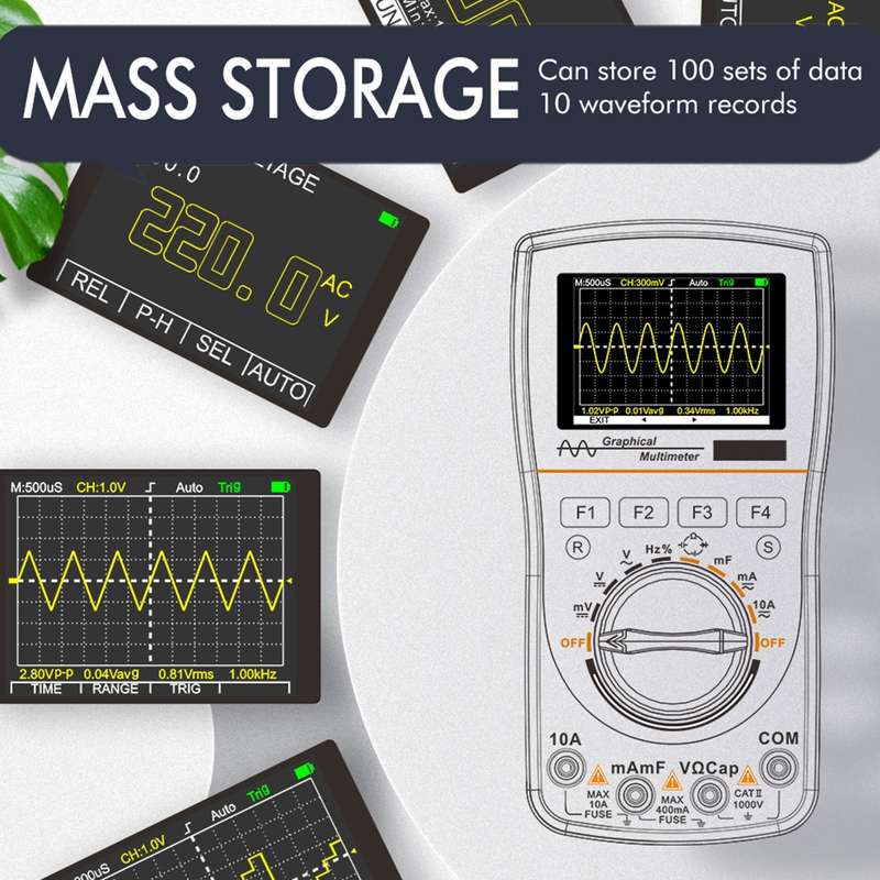 ET828 2 In 1 2 In 1 Oscilloscope Multimeter 2.4 Inch Color Screen Meter Digital Resistance Frequency