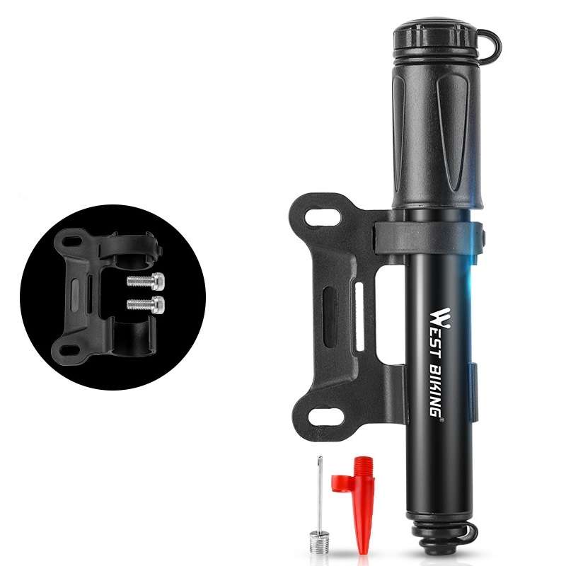 West Biking Bicycle High Pressure Pump Mini Portable Basketball Inflator With Hose(Black)