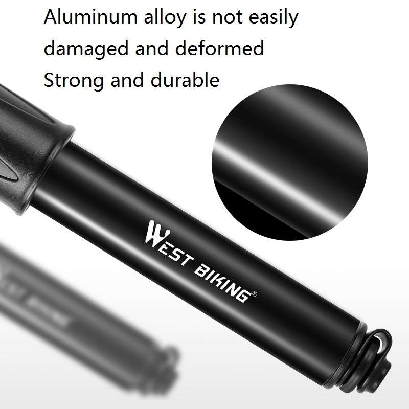 West Biking Bicycle High Pressure Pump Mini Portable Basketball Inflator With Hose(Black)