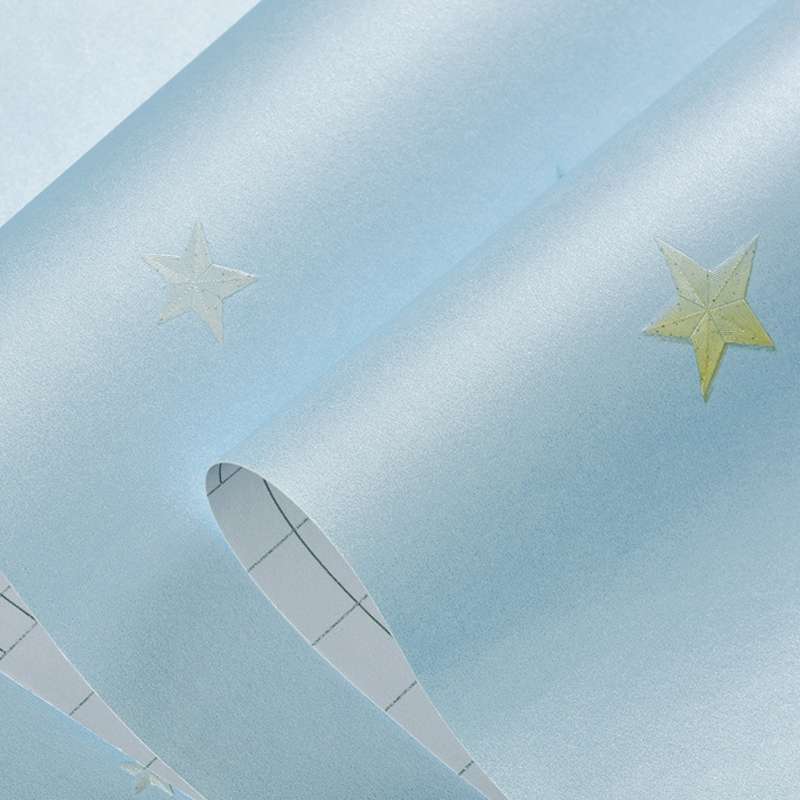 0.53 x 3m 3D Stars Moon Self-Adhesive Wallpaper Mediterranean Children Wall Sticker(Star Moon Blue)