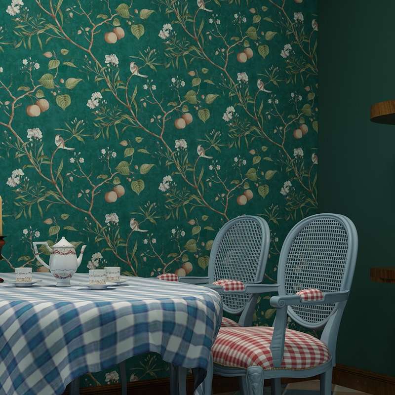 0.53x5m 3D StereoRetro Self-Adhesive Non-Woven Wallpaper Pastoral Flower Bedroom Living Room TV Back
