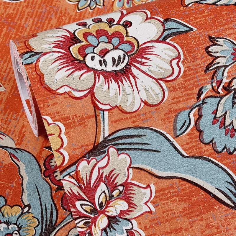 0.53x5m 3D StereoRetro Self-Adhesive Non-Woven Wallpaper Pastoral Flower Bedroom Living Room TV Back