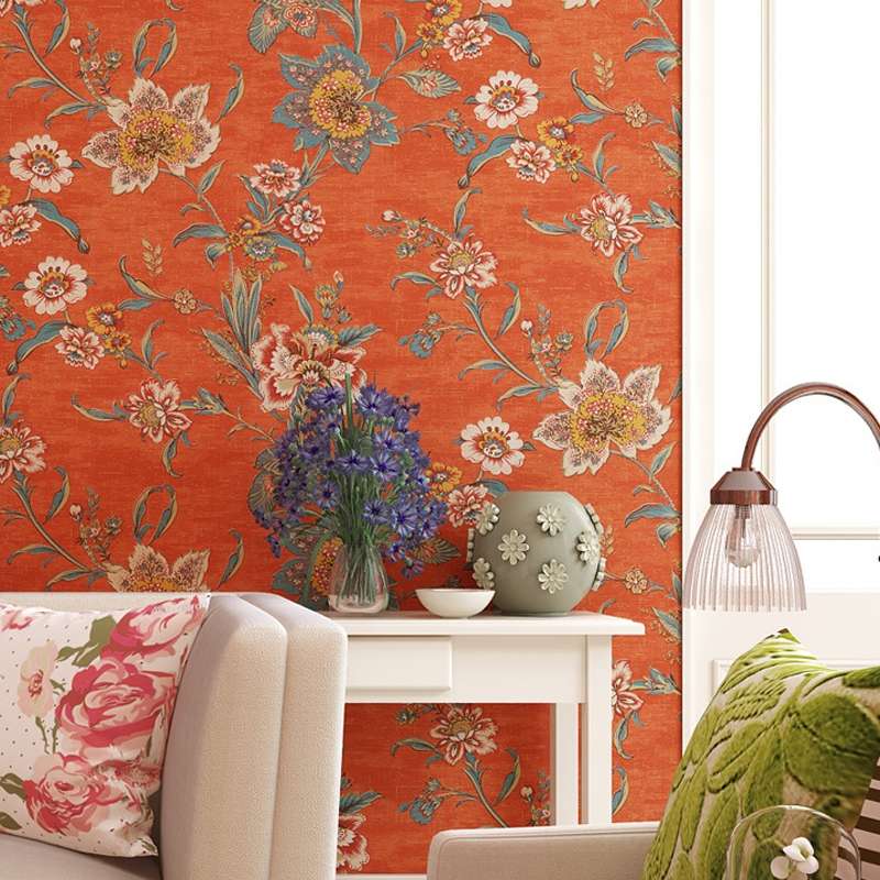 0.53x5m 3D StereoRetro Self-Adhesive Non-Woven Wallpaper Pastoral Flower Bedroom Living Room TV Back