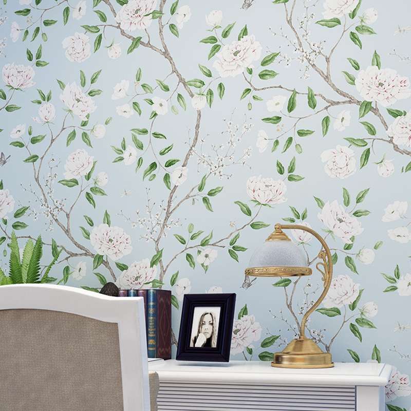 0.53x5m 3D StereoRetro Self-Adhesive Non-Woven Wallpaper Pastoral Flower Bedroom Living Room TV Back