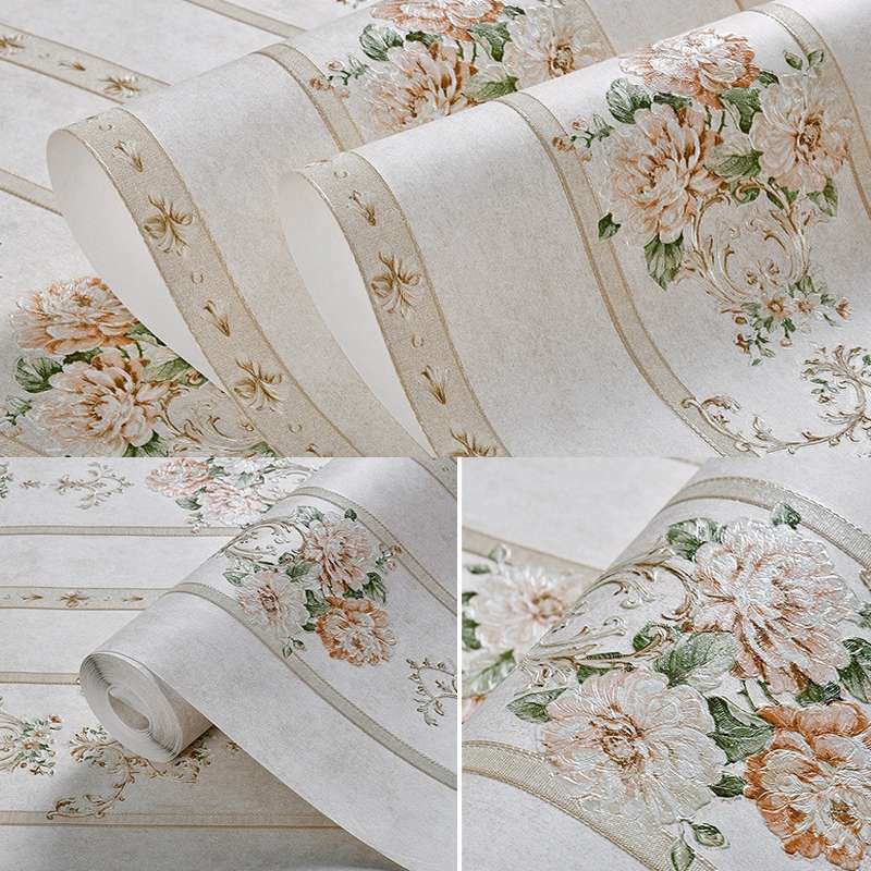 0.53x3m Modern Minimalist 3D Stereo Flower Self-Adhesive Wallpaper Bedroom Living Room TV Background