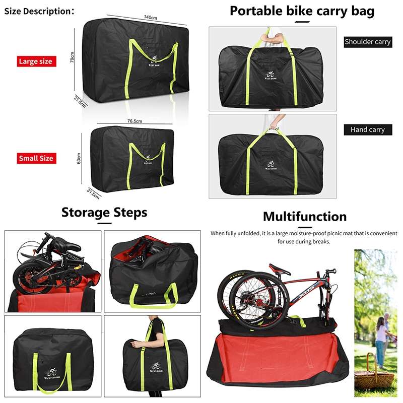WEST BIKING Folding Bicycle Bag Bicycle Storage Bag Large Green