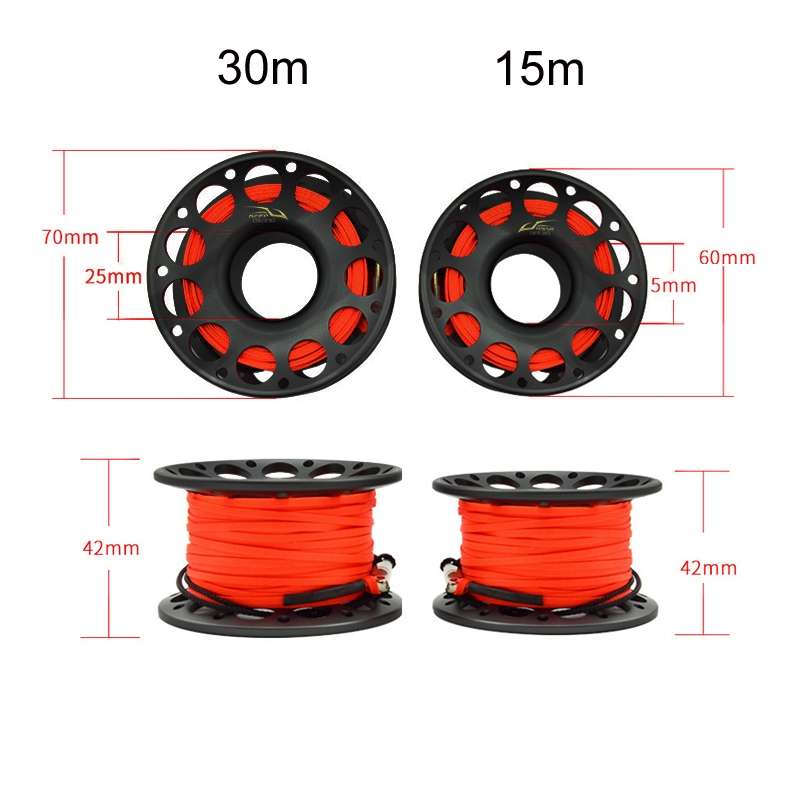KEEP DIVING Aviation Sluminum Reel Double Hook Diving Buoy Rope Release Device, Color: 30m Black