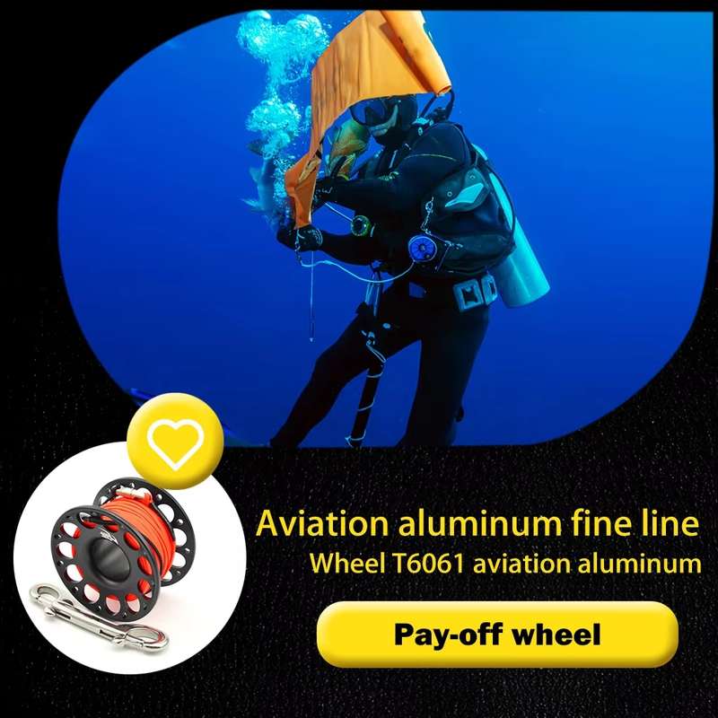 KEEP DIVING Aviation Sluminum Reel Double Hook Diving Buoy Rope Release Device, Color: 30m Black