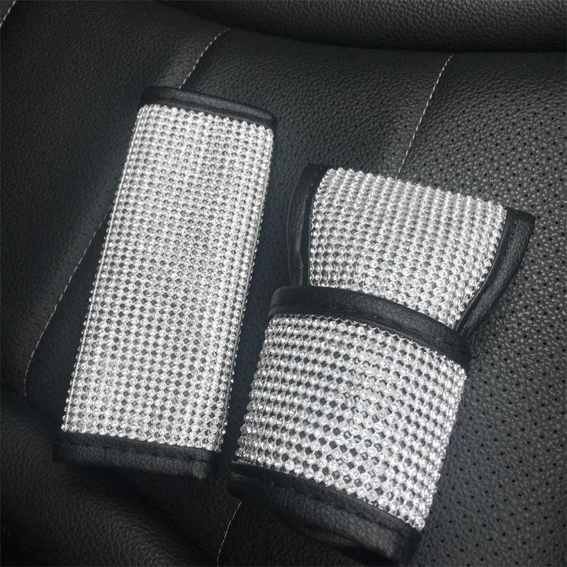2 PCS Car Diamond-Studded Interior Products Personalized Protective Sleeve Handbrake Cover