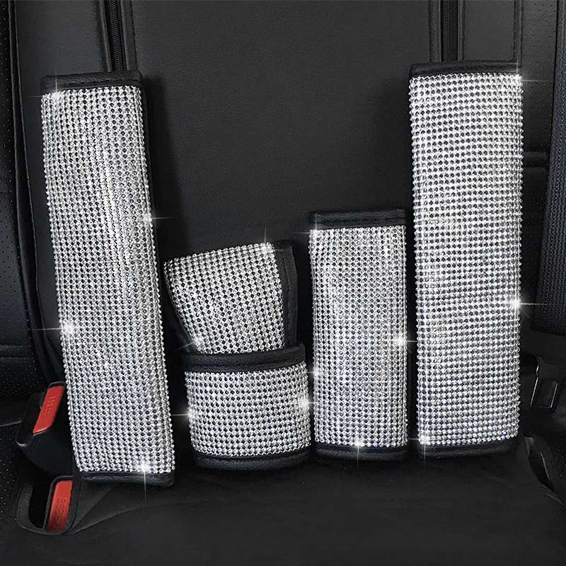 2 PCS Car Diamond-Studded Interior Products Personalized Protective Sleeve Parking Space Pull Cover