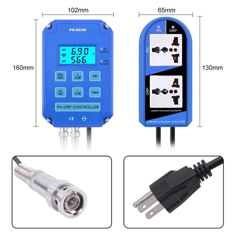 KL-803W Mobile Phone WIFI Monitoring Digital Acid-Base And Redox Controller Household PH Meter, EU P