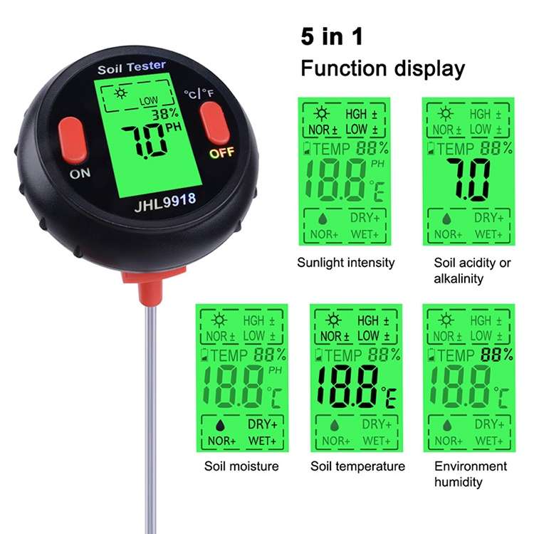 Five-In-One Soil Meter PH Humidity Temperature Photometry Detector PH Photometry Multifunctional Det