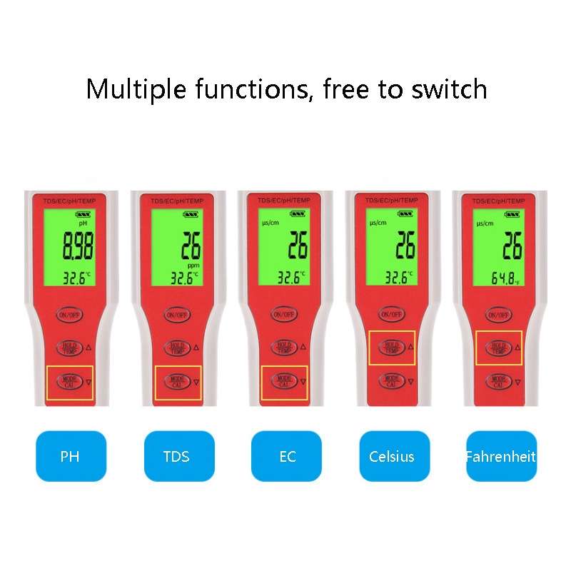 4-in-1 Portable PH/TDS/EC/TEMP Test Pen Multi-Function Water Quality Tester
