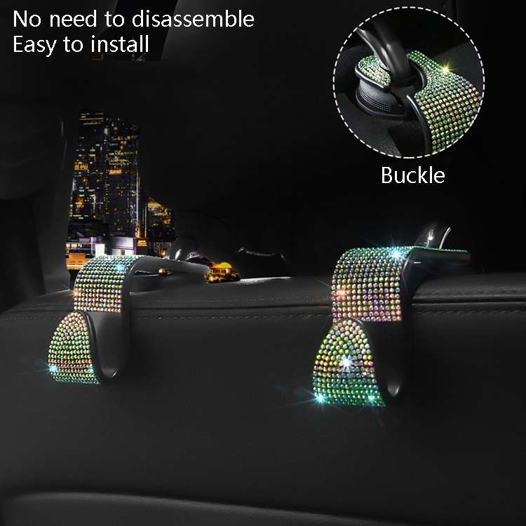 3 PCS Car Rear Seat Hooks Car Seats Multi-Function Diamond-Studded Hooks, Colour: Colorful Diamond