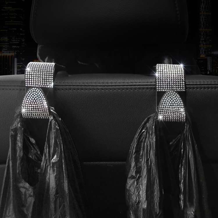 3 PCS Car Rear Seat Hooks Car Seats Multi-Function Diamond-Studded Hooks, Colour: Colorful Diamond