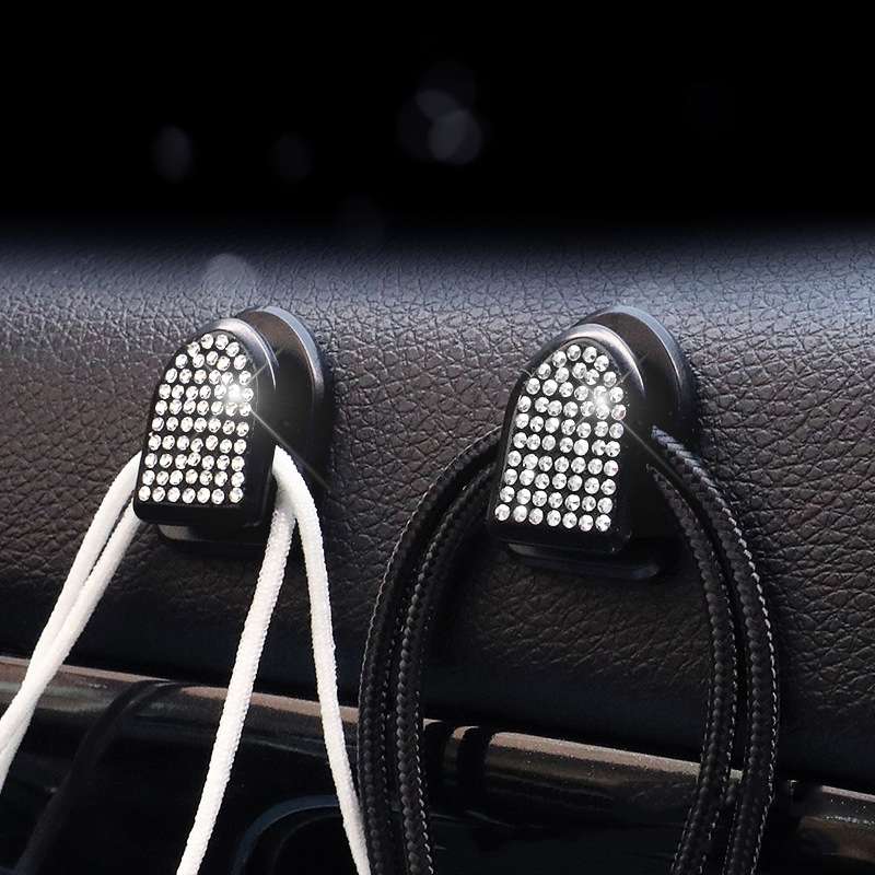 Diamond-Studded Car Hook Car Accessories Hook Seat Back Car Small Hook(Colorful Diamond)