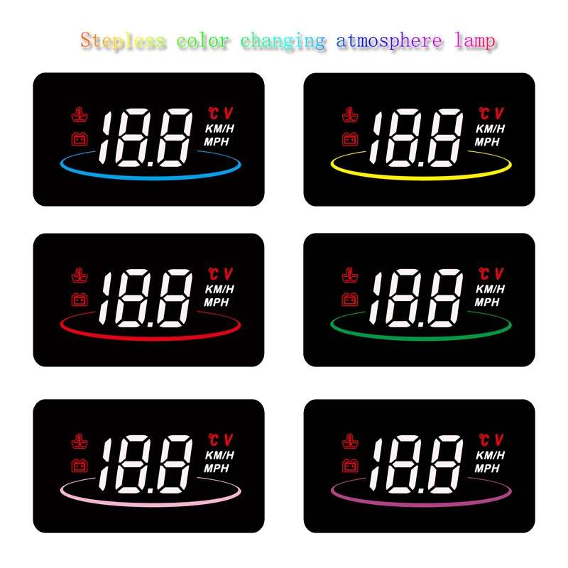 L2 HUD Head-Up Display, Water Temperature Per Hour, OBD Car Display With Color-Changing Atmosphere L