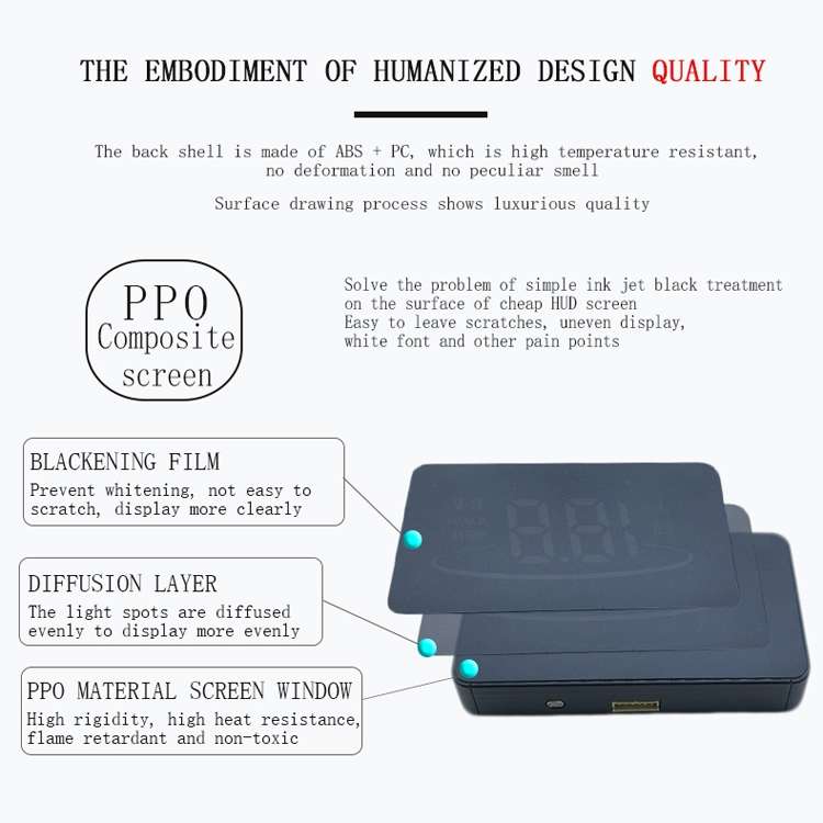 L2 HUD Head-Up Display, Water Temperature Per Hour, OBD Car Display With Color-Changing Atmosphere L