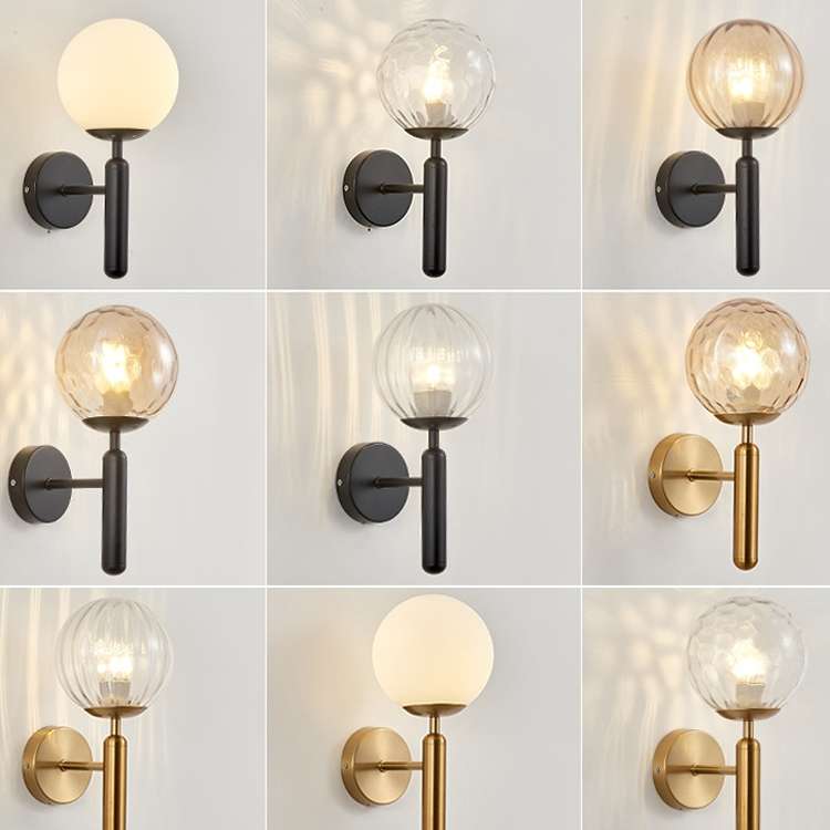 6102 Round Glass LED Wall Light Hotel Bedroom Bedside Living Room, Power source: 5W White Light(Copp