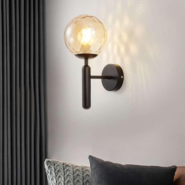 6102 Round Glass LED Wall Light Hotel Bedroom Bedside Living Room, Power source: 5W White Light(Copp