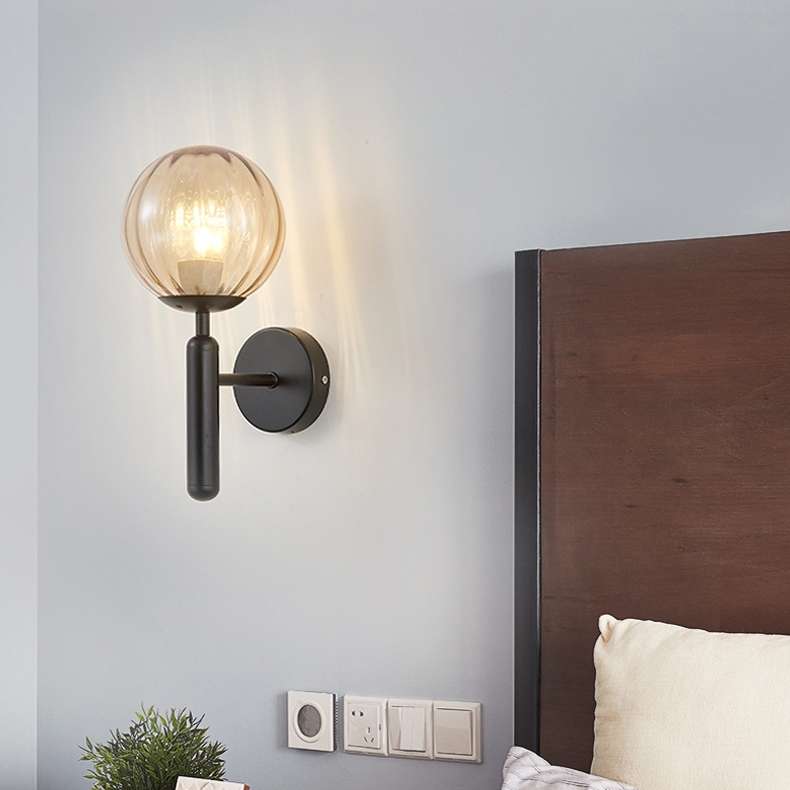 6102 Round Glass LED Wall Light Hotel Bedroom Bedside Living Room, Power source: 5W White Light(Copp