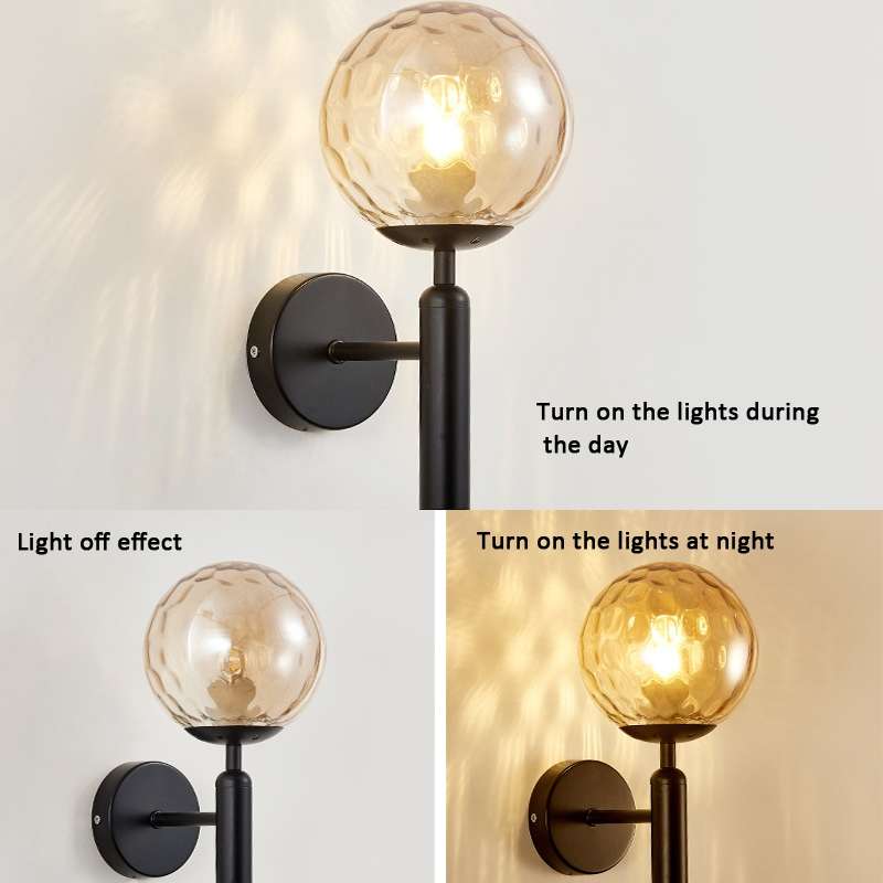 6102 Round Glass LED Wall Light Hotel Bedroom Bedside Living Room, Power source: 5W White Light(Copp