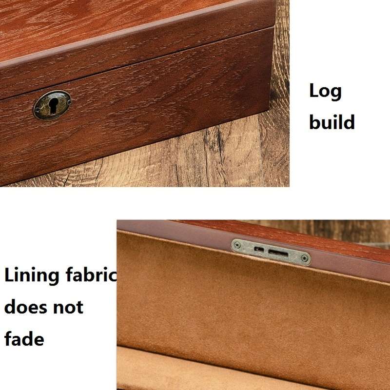 6 Slots Willow Watch Storage Box Jewelry Collection Display Box With Lock(Rectangle)