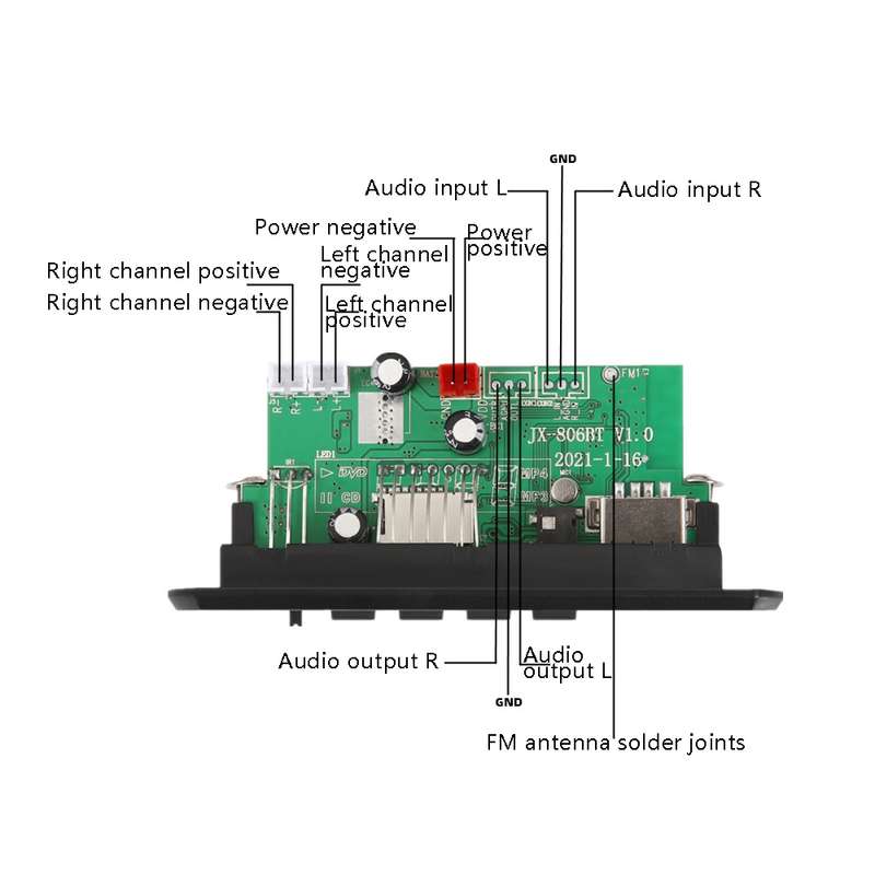 12V Folder Play With Power Amplifier MP3 Decoding Board With Recording Call Loss Motherboard With Bl