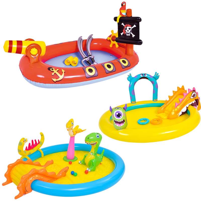 Home Large Cartoon Animal Drama Pool Water Spray Inflatable Swimming Pool Slide Pool( Slide Spray Wa