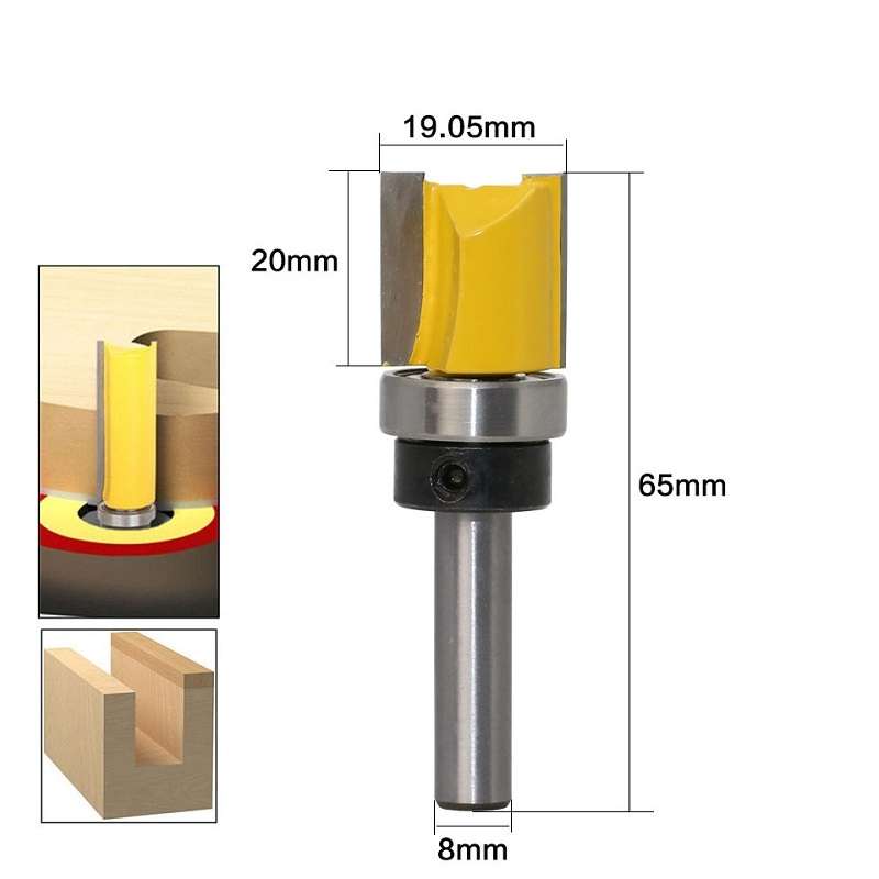 8MM Shank Copy Type Trimming Knife Straight Edge Engraving Machine Milling Cutter, Model: 8x3/4x20mm