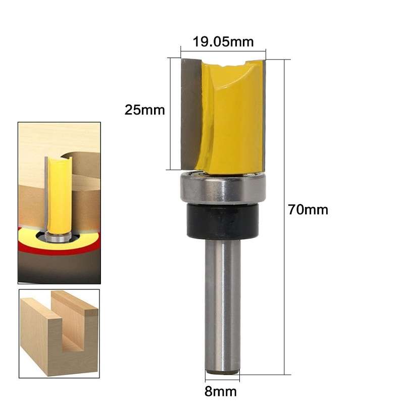 8MM Shank Copy Type Trimming Knife Straight Edge Engraving Machine Milling Cutter, Model: 8x3/4x25mm