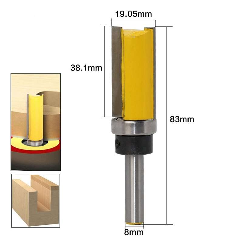 8MM Shank Copy Type Trimming Knife Straight Edge Engraving Machine Milling Cutter, Model: 8x3/4x38mm