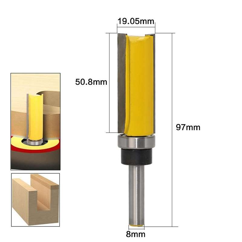 8MM Shank Copy Type Trimming Knife Straight Edge Engraving Machine Milling Cutter, Model: 8x3/4x50mm