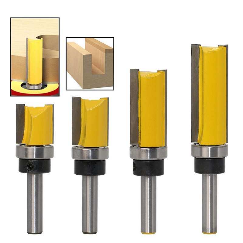 8MM Shank Copy Type Trimming Knife Straight Edge Engraving Machine Milling Cutter, Model: 4PCS/Set