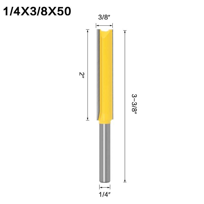 1/4 Handle Extended Double-Edged Straight Knife Trimming Machine Cutter Head, Model: 1/4x3/8x50mm