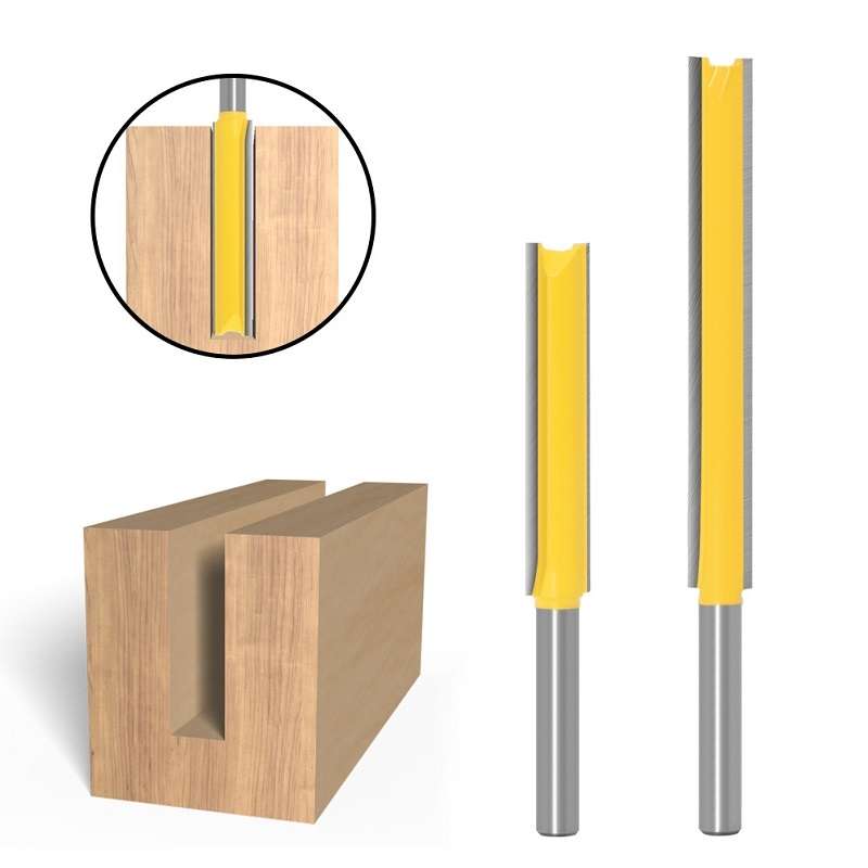 1/4 Handle Extended Double-Edged Straight Knife Trimming Machine Cutter Head, Model: 1/4x3/8x76mm