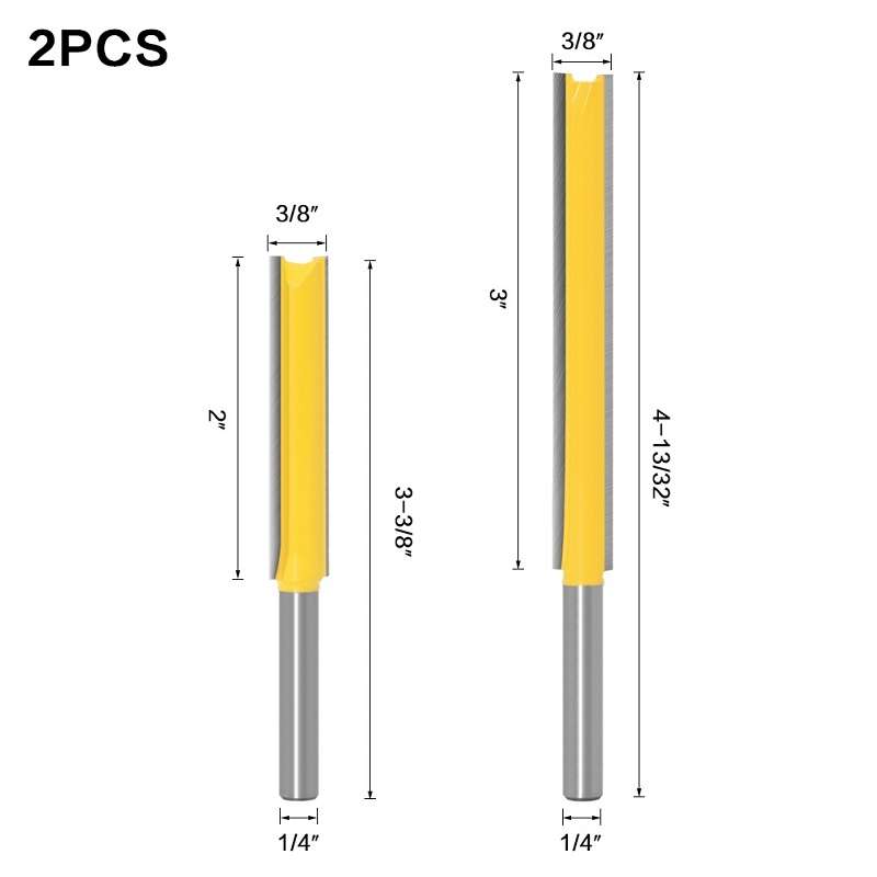 1/4 Handle Extended Double-Edged Straight Knife Trimming Machine Cutter Head, Model: 2 PCS/Set