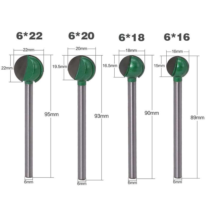 4PCS/Set 6 Handles Extended Spherical Carving Knife Woodworking Straight Handle Grinding Head