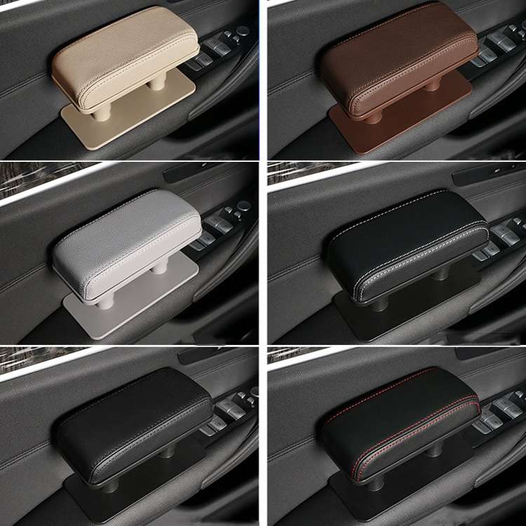 Car Arm Handle Seat Left Hand Elbow Tray Universal Leather Increasing Pad Central Armrest Box(Gray)