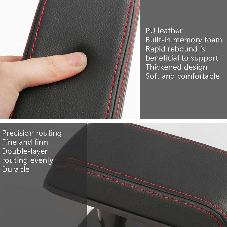 Car Arm Handle Seat Left Hand Elbow Tray Universal Leather Increasing Pad Central Armrest Box(Gray)