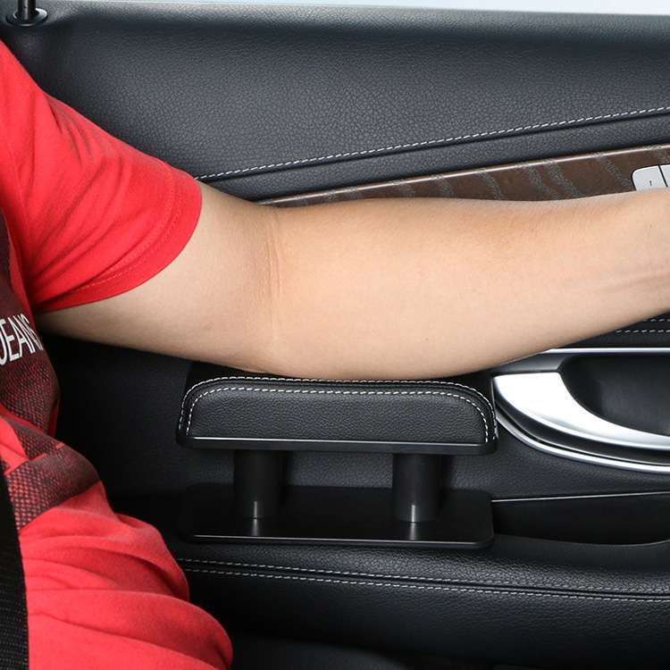 Car Arm Handle Seat Left Hand Elbow Tray Universal Leather Increasing Pad Central Armrest Box(Gray)