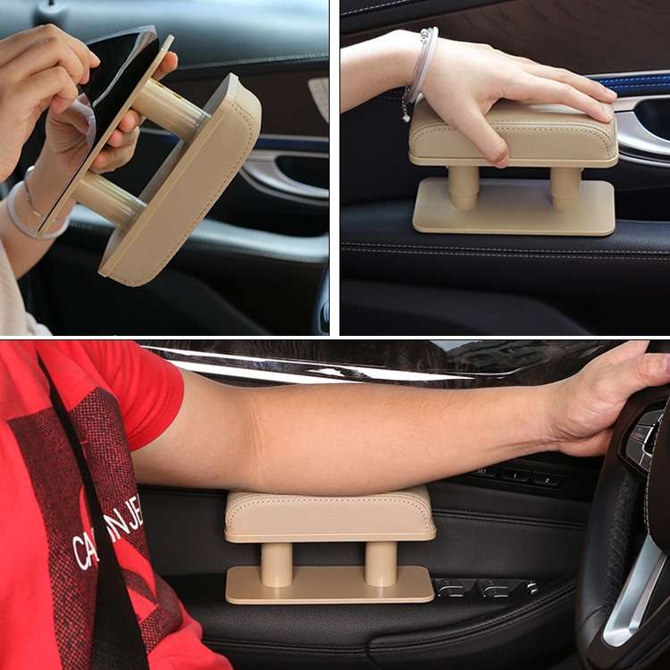 Car Arm Handle Seat Left Hand Elbow Tray Universal Leather Increasing Pad Central Armrest Box(Gray)