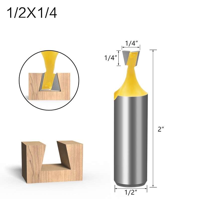 1/2 Handle Dovetail Cutter Wood Engraving Small Milling Cutter, Specification: 1/2x1/4mm