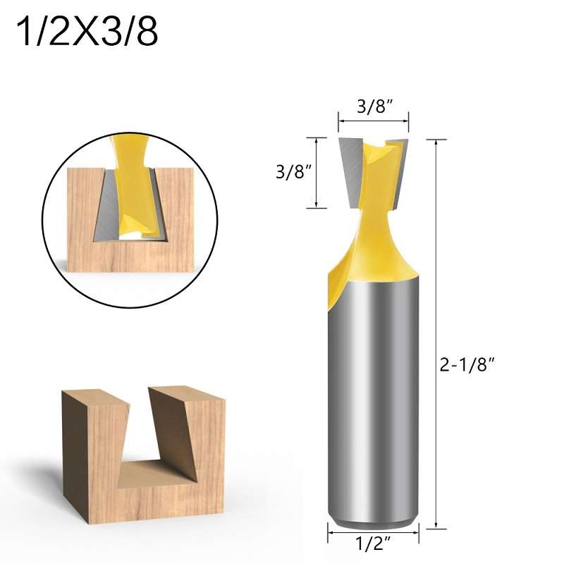 1/2 Handle Dovetail Cutter Wood Engraving Small Milling Cutter, Specification: 1/2x3/8mm